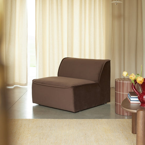 Tikamoon Modulaire loungestoel in bruine stof - Bruin