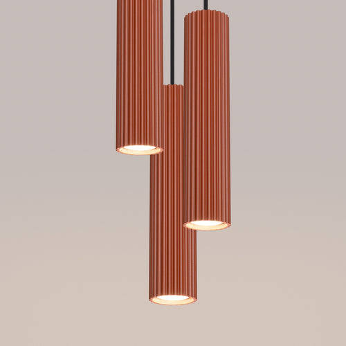 Sollux Lighting Hanglamp KARBON 3P rood oker - 19,5x19,5x108cm