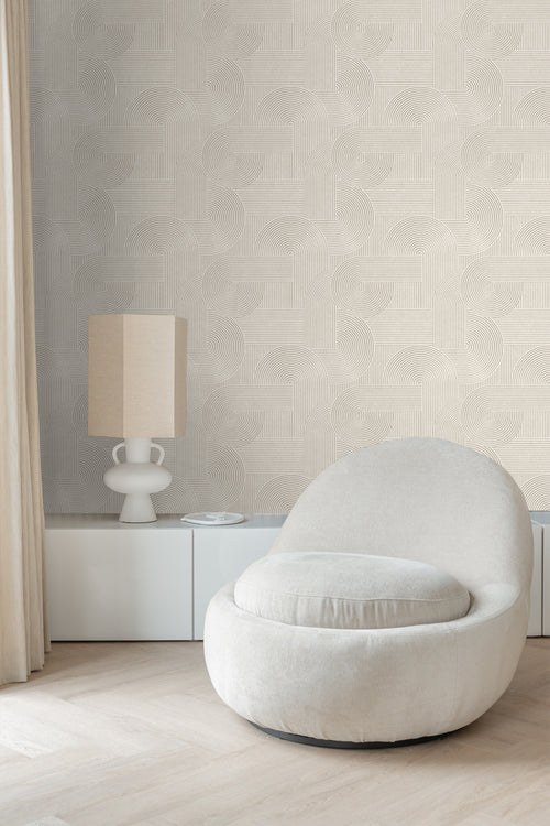 Origin Wallcoverings behang grafisch 3D motief warm grijs - 53 cm x 10.05 m - 348014 - vtwonen shop
