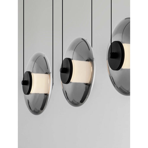 Nova Luce BALLET Hanglamp voor aan het plafond, model Bar, Sandy Black, Smokey Grey, Triac dimbare LED, 24W, 660lm, 3000K