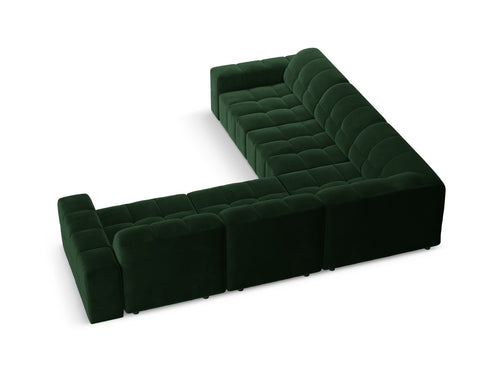 Cosmopolitan Design Hoekbank CHICAGO 4-zits, flueel flessengroen - 285x285x78cm