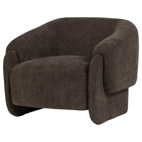 WOOOD fauteuil Moru - Chenille - Donkerbruin - 83x90x71