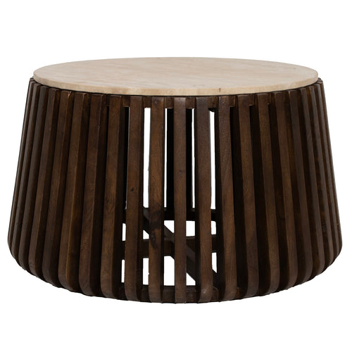 Giga Meubel Salontafel Elisa - Rond - Travertin - 70cm - vtwonen shop