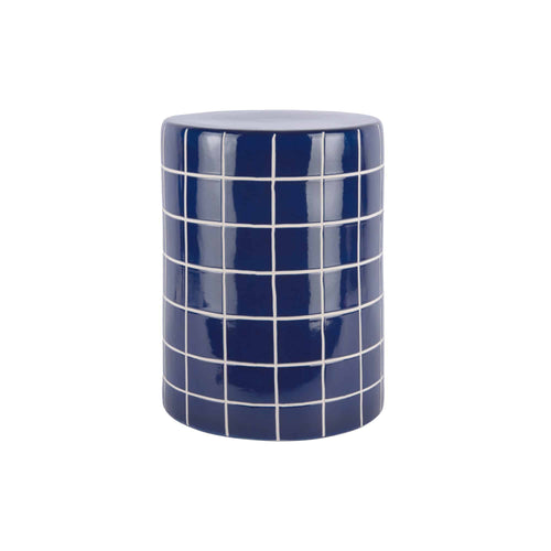 Leitmotiv bijzettafel Retro Tiles High - blauw - Ø33cm