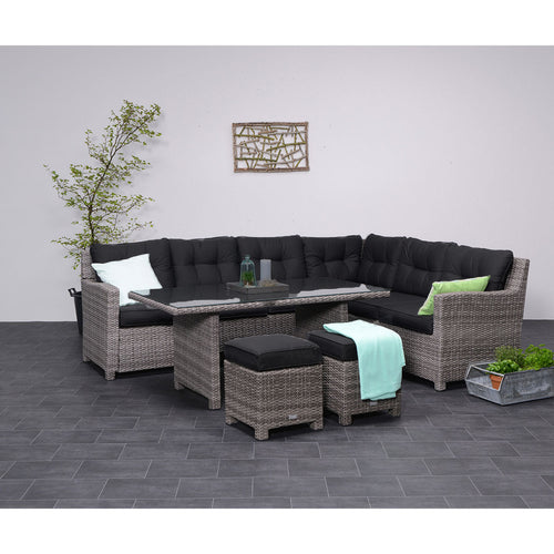 Blue bird lounge-diningset - 5-delig - rechts - grey - reflex black