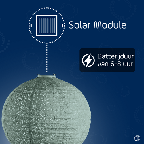 LUMIZ Solar Lampion Tigres Rond - 40 cm - Sage Green