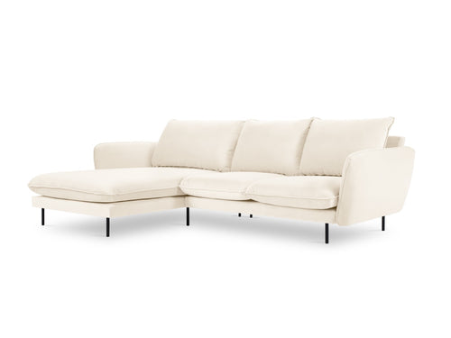 Cosmopolitan Design linker hoekbank Vienna 5-zits, flueel, lichtbeige - 170x255x95cm