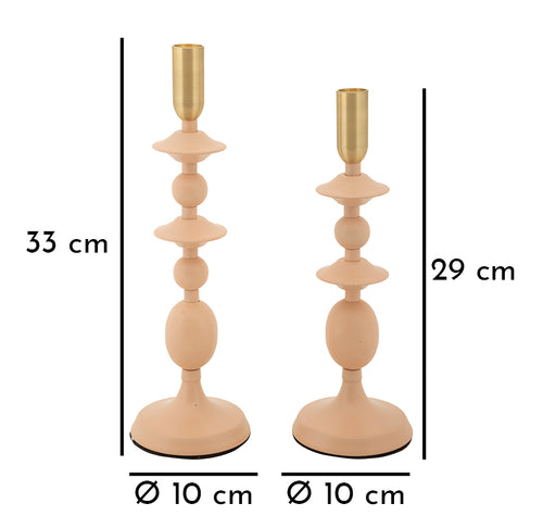 Mauro Ferretti kaarsenhouder - set van 2 - roze/goud