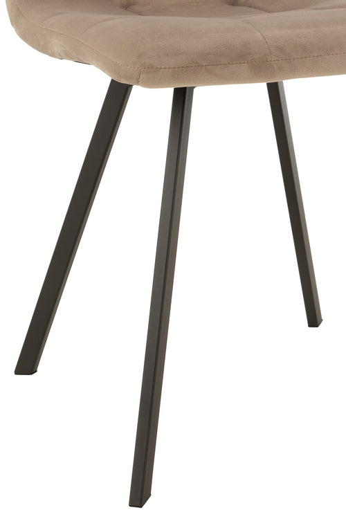 J-Line stoel Morgan - textiel/metaal - beige - 2 stuks