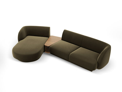 Micadoni linker modulaire bank Miley 3-zits, flueel, groente - 178x303x70cm