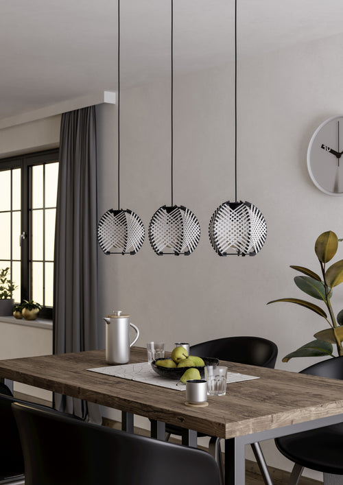 EGLO hanglamp Waverton - e27 - 92 cm - zwart/wit - textiel
