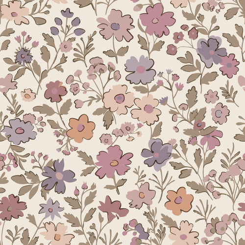 ESTAhome behang bloemetjes paars, roze en wit - 53 cm x 10.05 m - 131323 - vtwonen shop