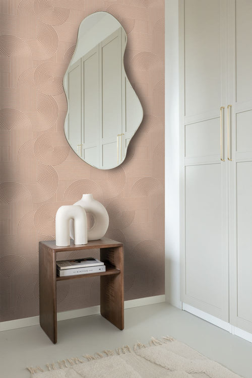 Origin Wallcoverings behang grafisch 3D motief terracotta roze - 53 cm x 10.05 m - 348017