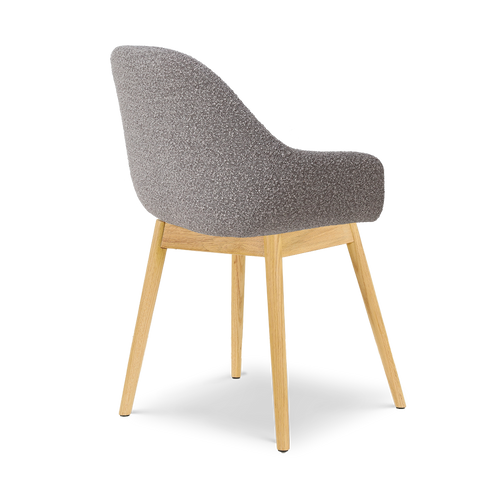 Nolon Nio-Mae eetkamerstoel bouclé taupe - houten onderstel