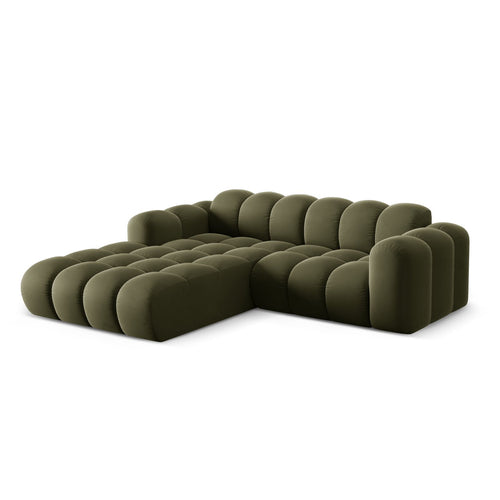 Cosmopolitan Design - Linker hoekbank Treno 3-zits, flueel groente - 184x240x70cm