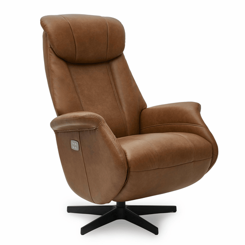 Furnhouse elektrische relaxfauteuil Bonanza - Cognacbruin - Draaibaar - 83x76x115