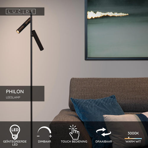 Lucide leeslamp PHILON - Geïntegreerde LED - Zwart