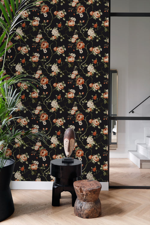 Origin Wallcoverings behang bloemen zwart - 53 cm x 10,05 m - 347431 - vtwonen shop