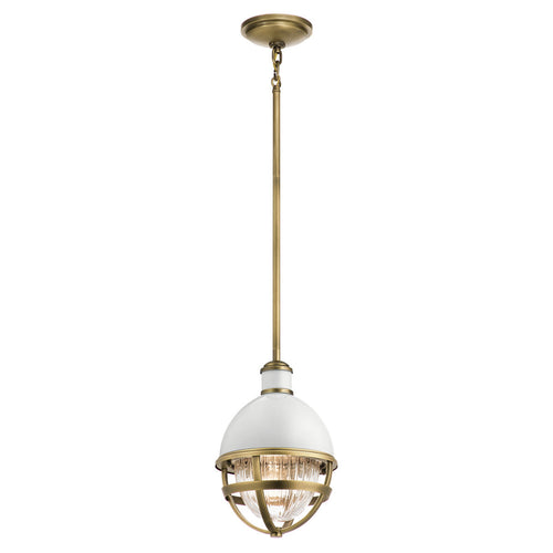 Elstead Kichler Tollis Globe Hanglamp Plafondlamp Natuurlijk Messing & Wit