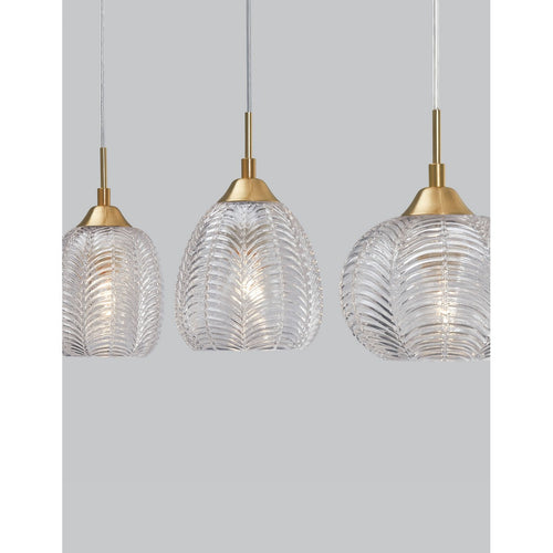 Merano Etobicoke Plafondlamp met 3 lichtbalken, helder glas, gesatineerd goud metaal LED E27