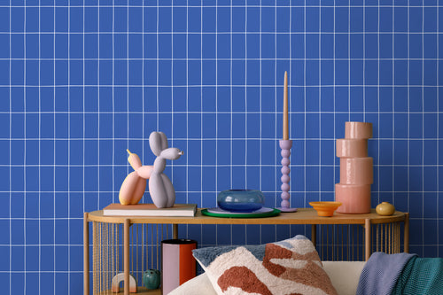 ESTAhome behang kleine tegeltjes koningsblauw en wit - 53 cm x 10.05 m - 139962 - vtwonen shop