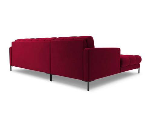 Cosmopolitan Design linker hoekbank Bali 5-zits, flueel, rood - 185x293x75cm