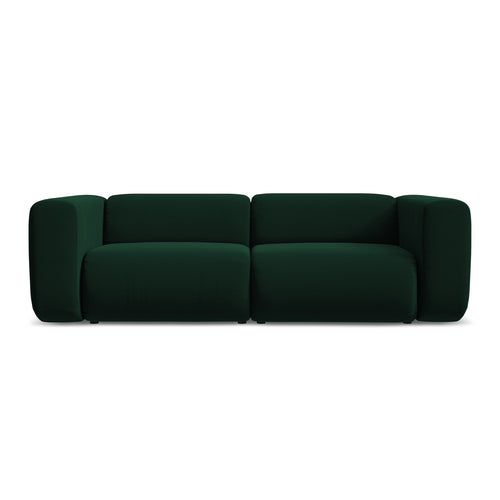 LaMiaSofa 3-zits bank Bari - velours - flessengroen - 228x89x70