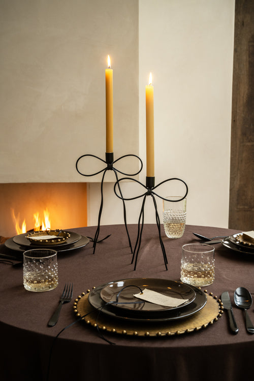vtwonen - Kandelaars Bow - Metaal - Zwart - 30 cm - Set van 2