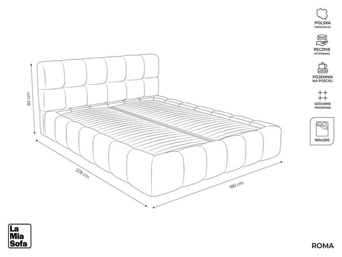 LaMiaSofa Bed met opbergruimte Roma - chenille stof - beige - 180x228x82