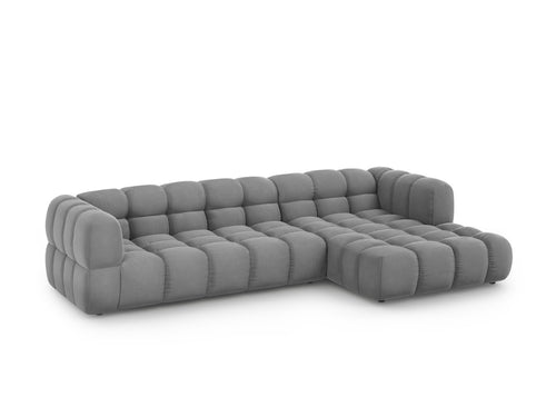 Cosmopolitan Design Modulaire hoekbank rechts Sky 4-zits, flueel, lichtgrijs - 162x300x70cm