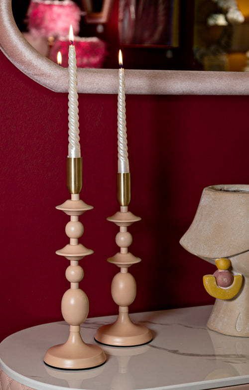 Mauro Ferretti kaarsenhouder - set van 2 - roze/goud