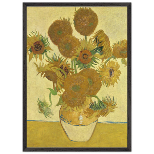 Poster met Lijst Vincent van Gogh - Zonnebloemen (1888)   - 50x70 cm - Geel