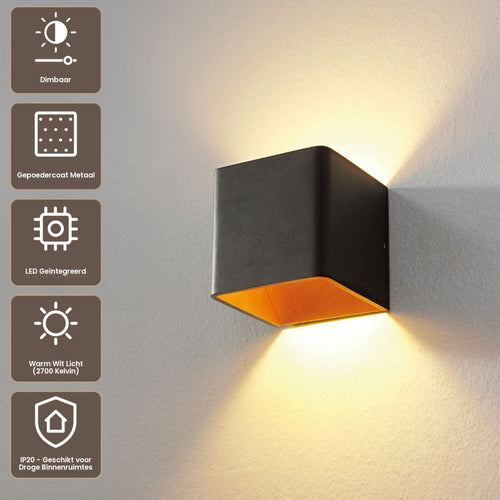 Artdelight Wandlamp Fulda - Zwart/Koper