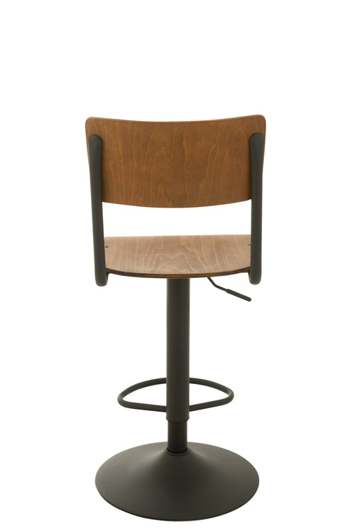 J-Line barstoel - hout/metaal - bruin - 2 stuks