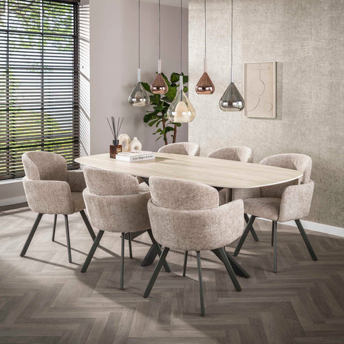 Giga Meubel Eetkamerstoel Embrace - Zand - Draaibaar - Set van 2 - vtwonen shop