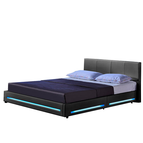 Home Deluxe LED bed ASTEROID donkergrijs 160 x 200 cm