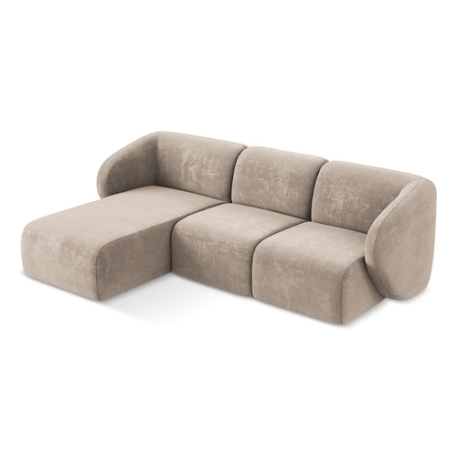 LaMiaSofa hoekbank links Cervo - chenille stof - donkerbeige - 248x166x86