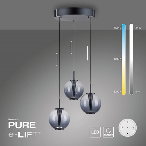 Neuhaus PURE hanglamp E-Infinity - 3 lichts - 50  x 240   cm - antraciet