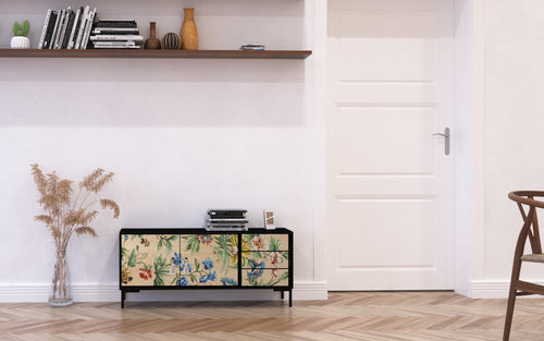 Meubel TV 2 deuren 3 lades JAN gelakt MDF met bloemenprint - vtwonen shop