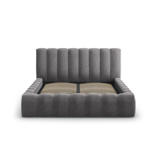 Cosmopolitan Design - Opbergbed met hoofdeinde Palma 200x160cm flueel grijs - 230x185x94cm