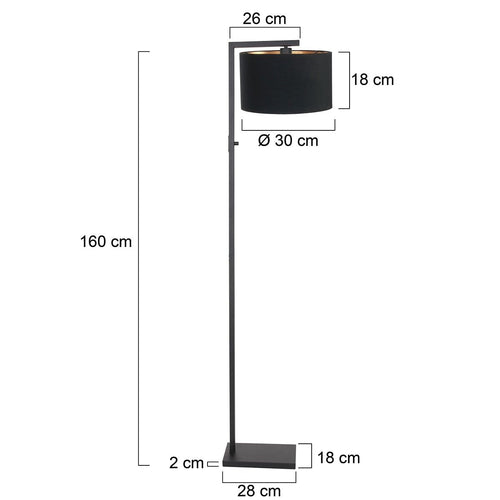Steinhauer vloerlamp Stang - 1 lichts - 30  x 160   cm - zwart