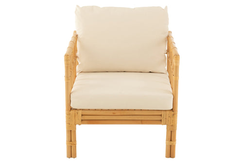 J-Line stoel Elise + kussen - rotan/textiel - naturel/wit
