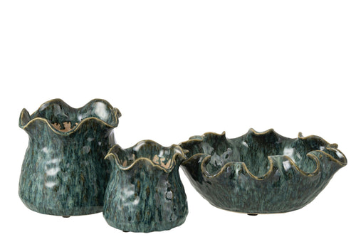 J-Line bloempot Ronny Onregelmatig - keramiek - blauw - large