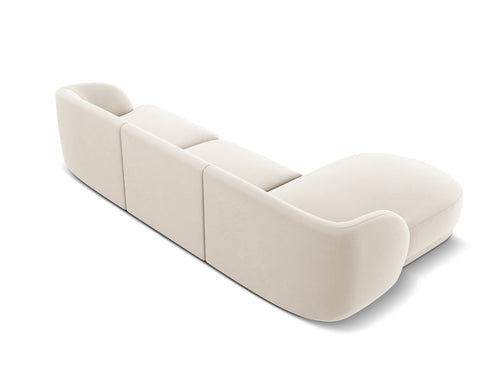 Micadoni linker hoekbank Miley 4-zits, flueel, lichtbeige - 156x255x70cm