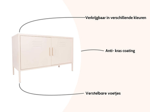 MaximaVida metalen TV lockerkast Finn 100 x 40 x 64 cm ivoor - 1 schap - vtwonen shop