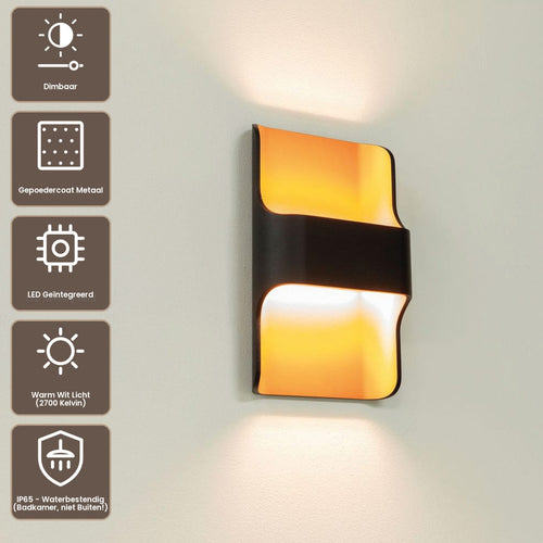 Artdelight Wandlamp Dallas - Zwart/Koper