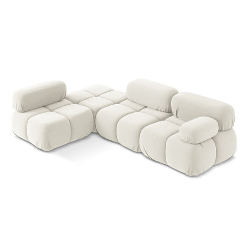 LaMiaSofa hoekbank links Sanremo - velours - lichtbeige - 285x190x70