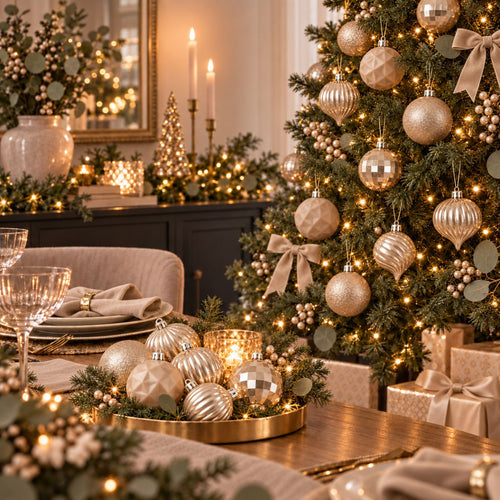 Mica Decorations Kerstballen Set Crème 40 Stuks - Onbreekbare Kerstballen van Gerecycled Polystyreen - Kerstboomversiering met Mat, Glanzend en