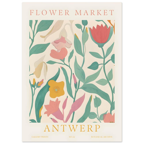 Artfulprints  Flower market - Antwerp   poster 50x70 cm - vtwonen shop