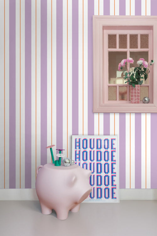 ESTAhome behang strepen paars en oranje - 50 x 900 cm - 131477 - vtwonen shop